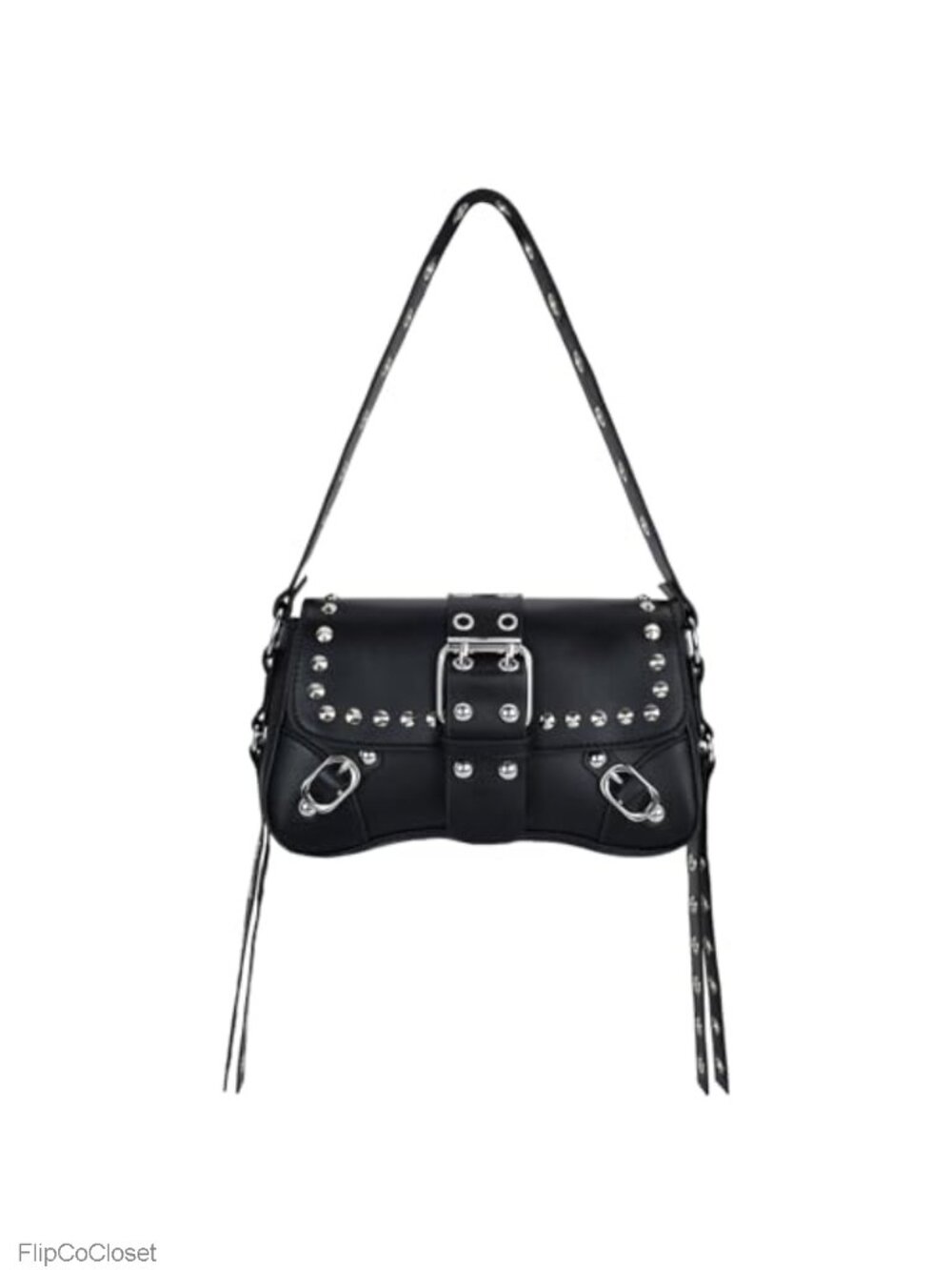 Studded Rivet Punk Shoulder Bag PU Leather Hobo Small Clutch Purse